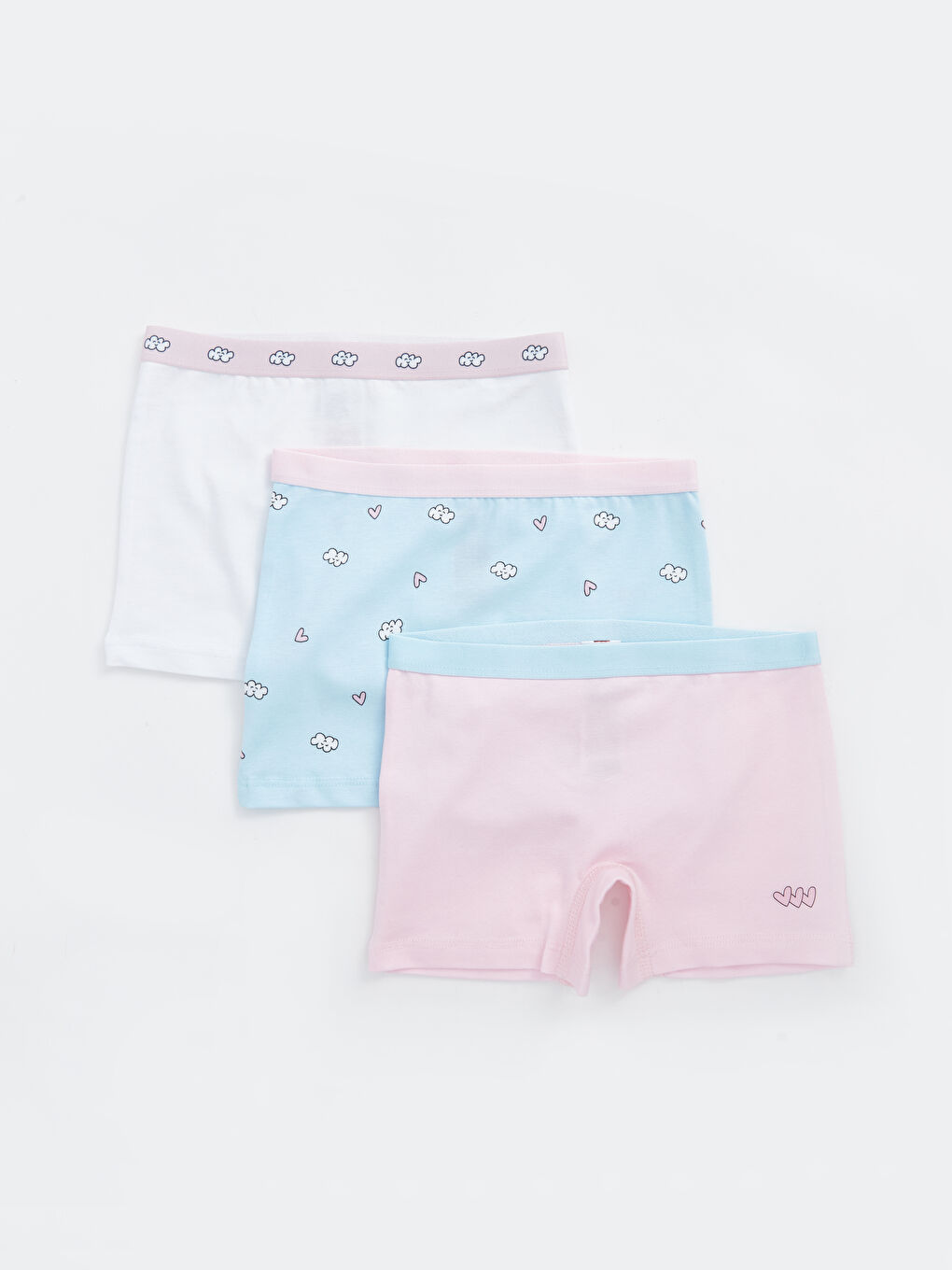 Beyaz Baskılı Kız Çocuk Boxer 3'lü