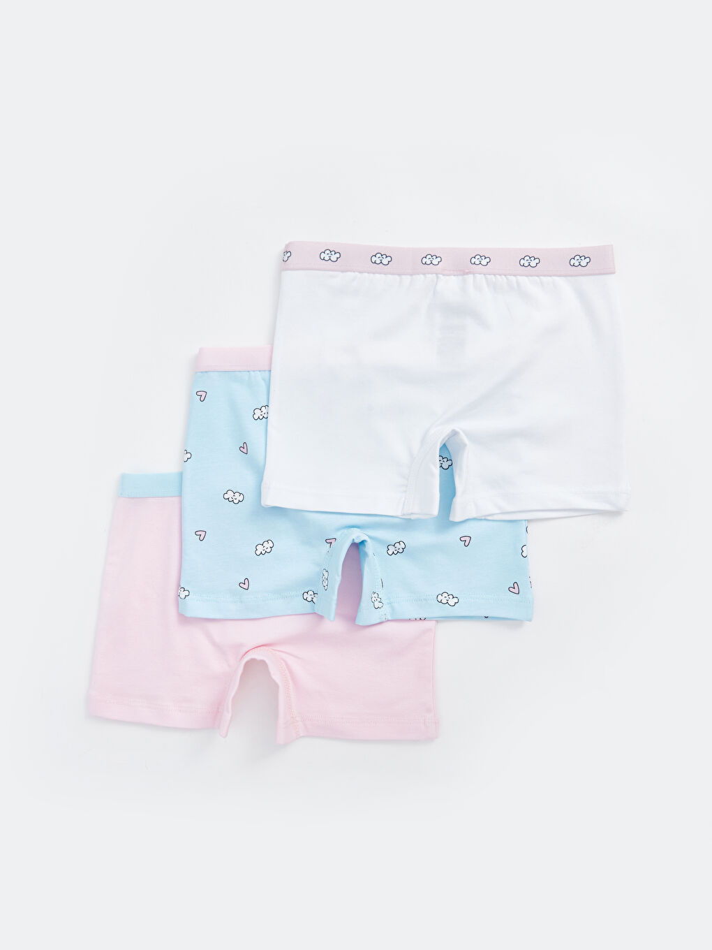 Beyaz Baskılı Kız Çocuk Boxer 3'lü-1