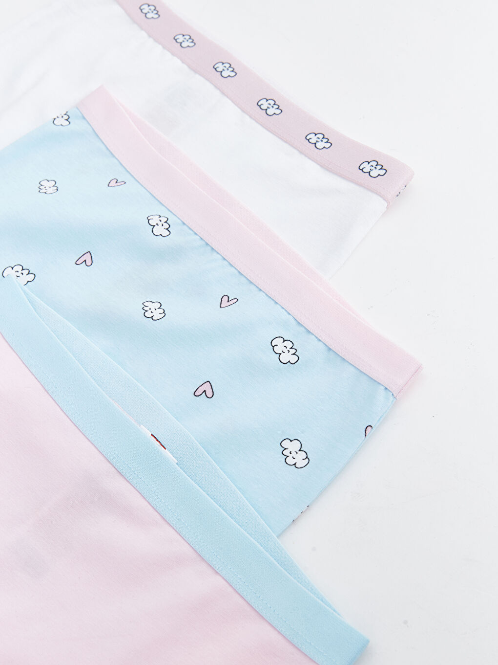 Beyaz Baskılı Kız Çocuk Boxer 3'lü-2