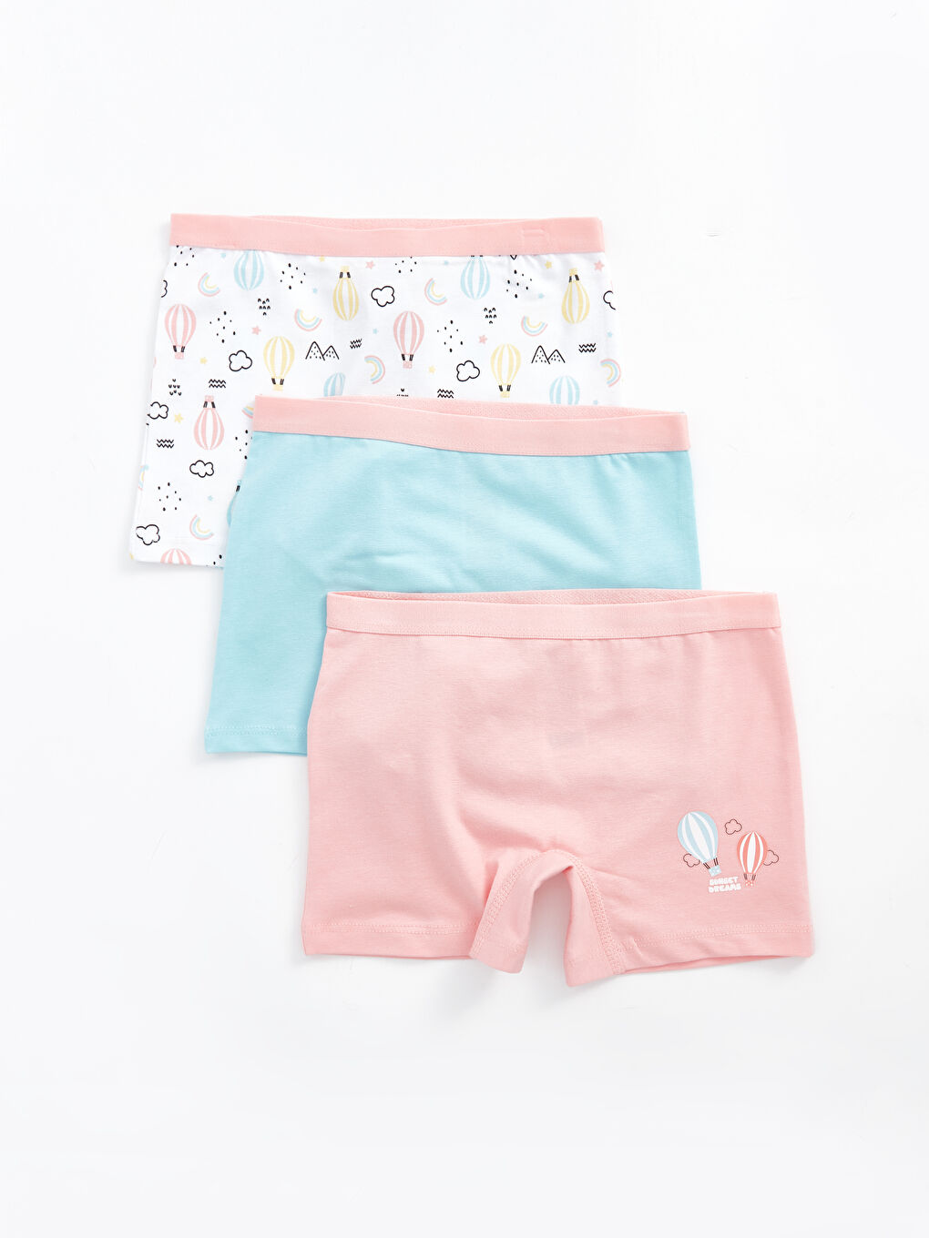 Beyaz Baskılı Kız Çocuk Boxer 3'lü