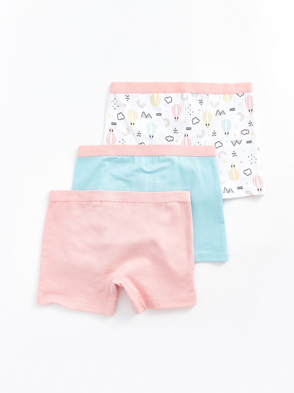 Beyaz Baskılı Kız Çocuk Boxer 3'lü-1