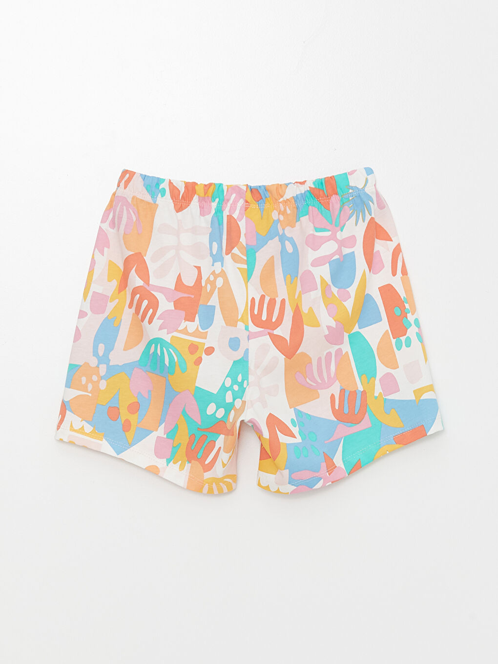 Ekru Beli Lastikli Baskılı Kız Çocuk Pijama Şort-1