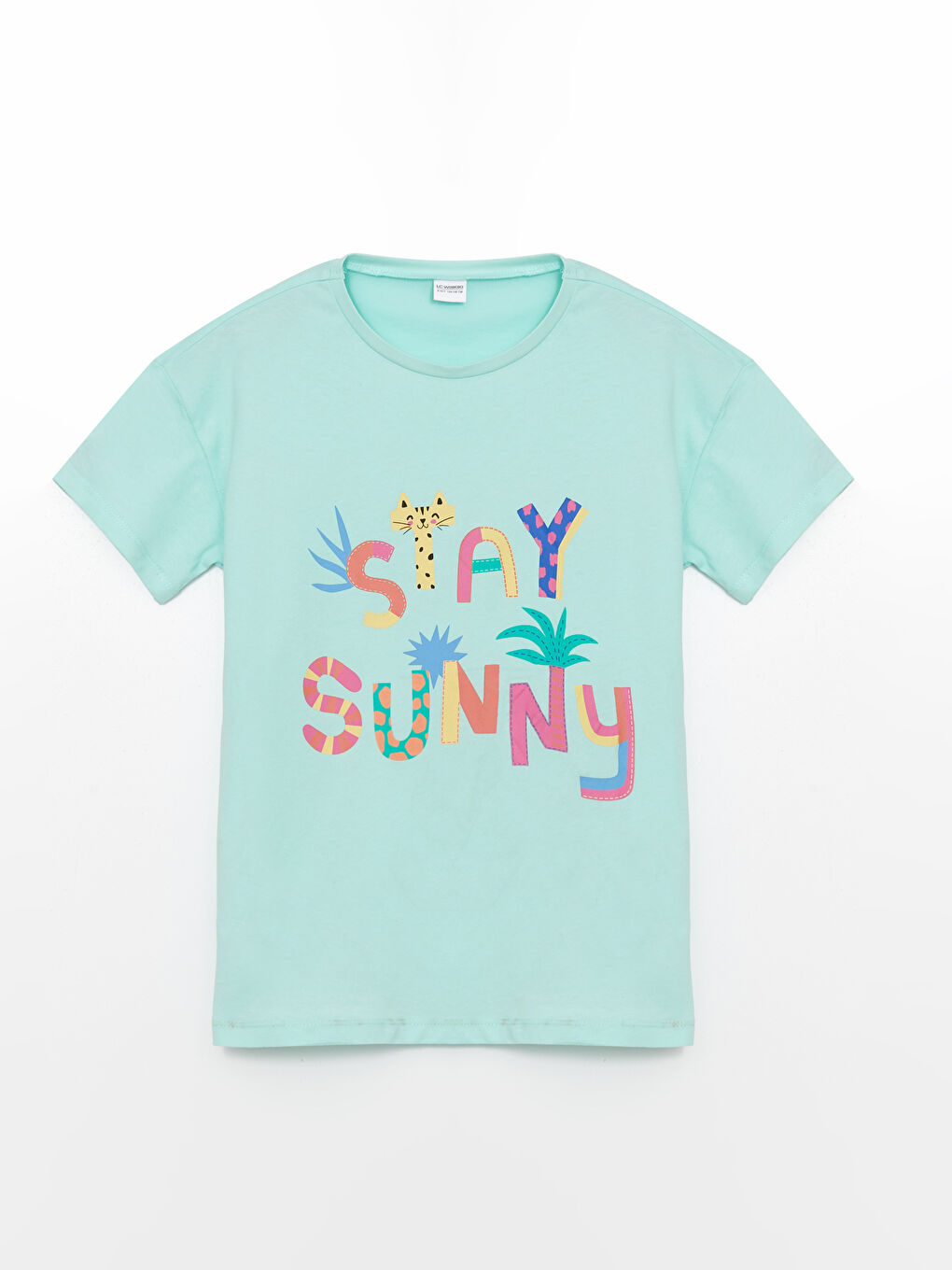 Turkuaz Bisiklet Yaka Baskılı Kız Çocuk Pijama Üst