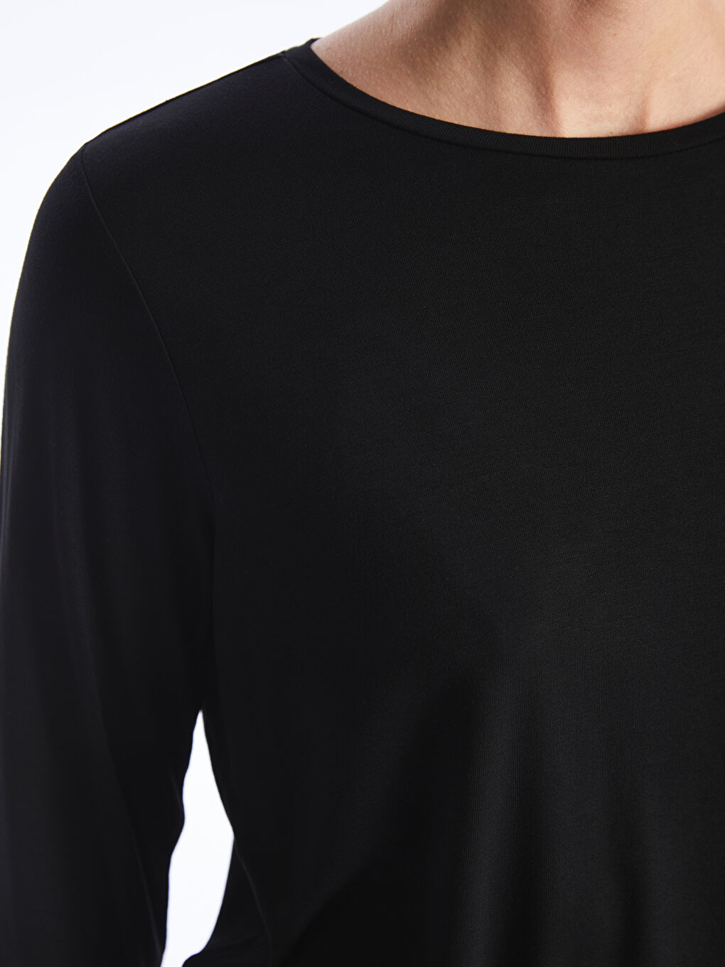 Crew Neck Plain Long Sleeve Women's T-Shirt -S48201Z8-CVL