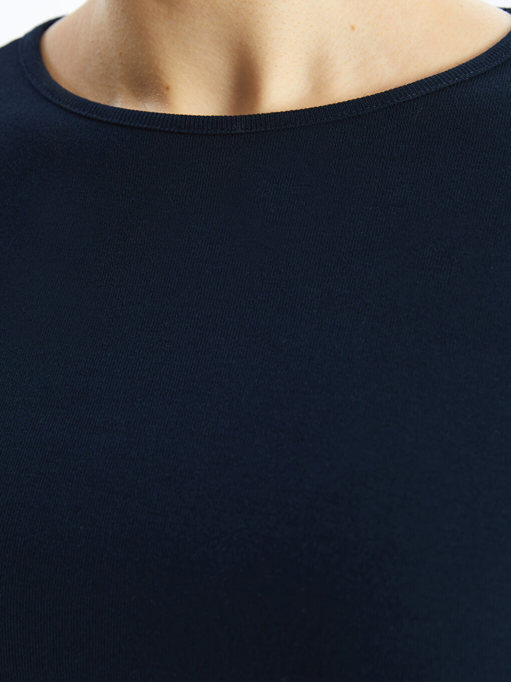 Crew Neck Plain Long Sleeve Women's T-Shirt -S48203Z8-RFF