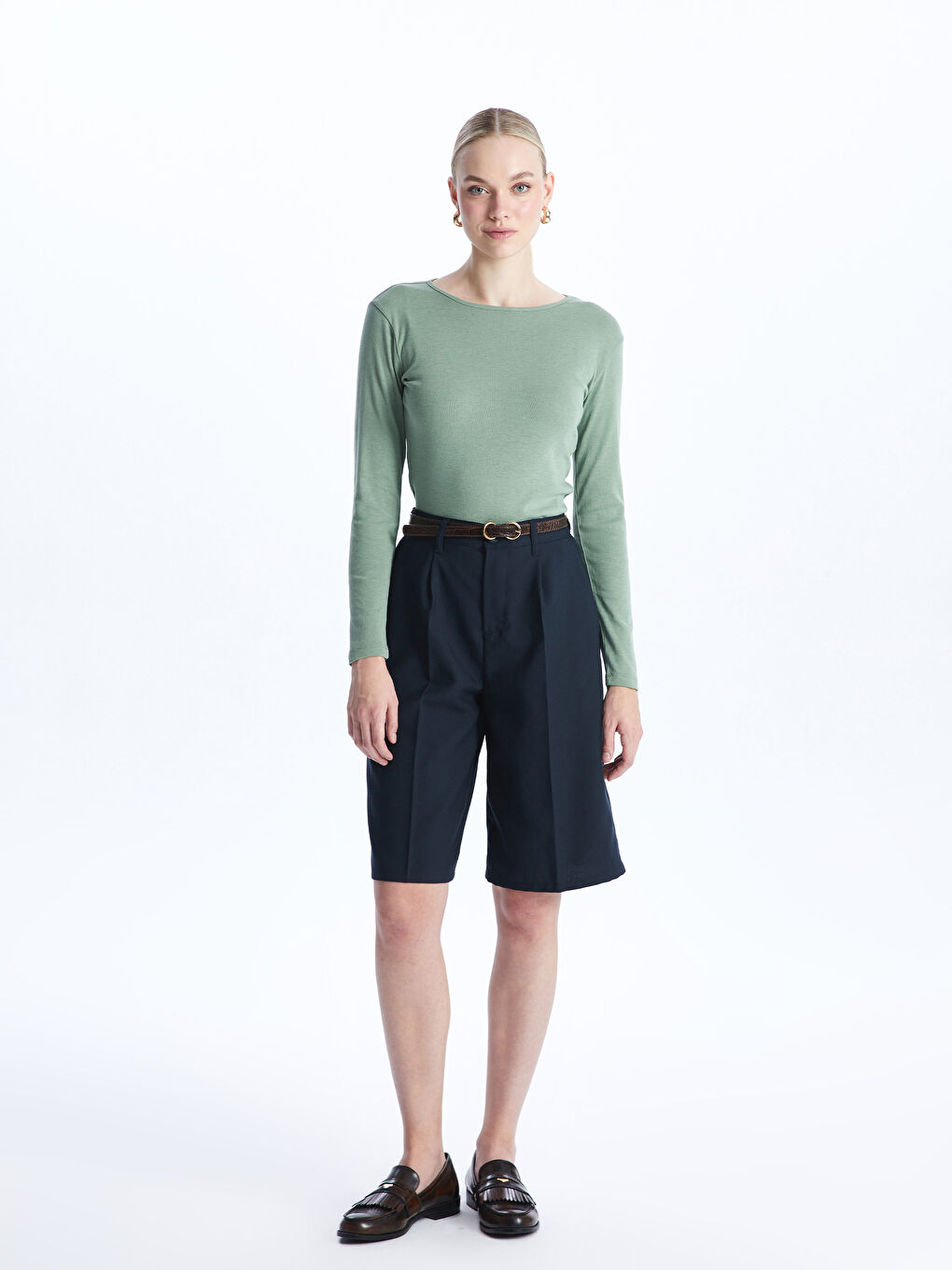 Crew Neck Regular Long Sleeve Women's T-shirt -S48204Z8-LAC