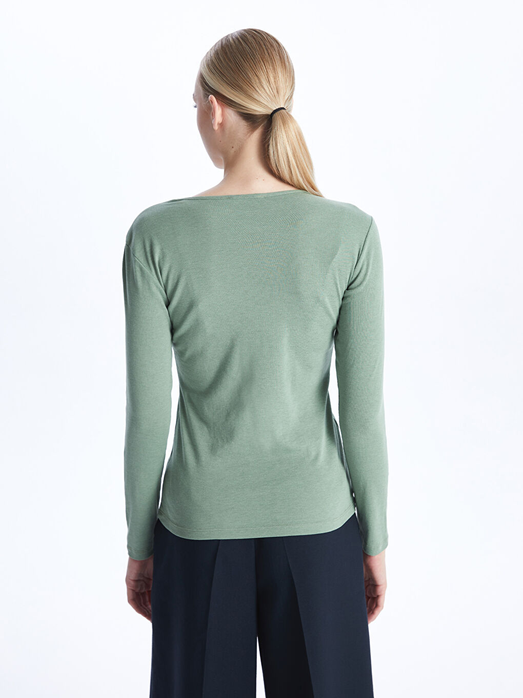 Crew Neck Regular Long Sleeve Women's T-shirt -S48204Z8-LAC