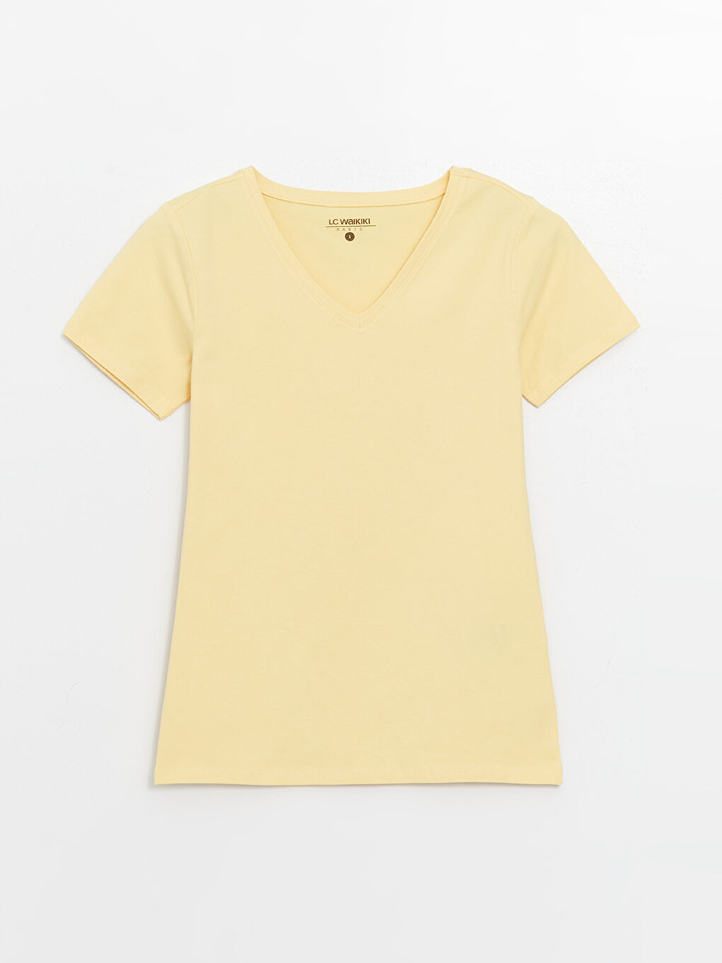 V Neck Straight Short Sleeve Women T-Shirt -S48208Z8-FQM