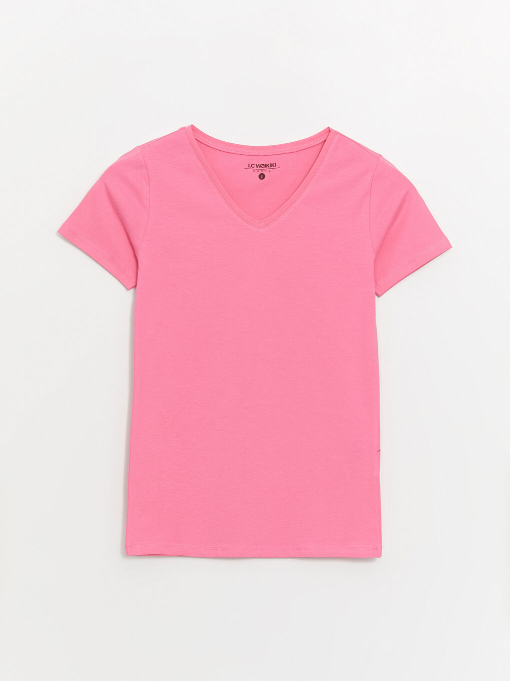 V Neck Straight Short Sleeve Women T-Shirt -S48208Z8-R0J