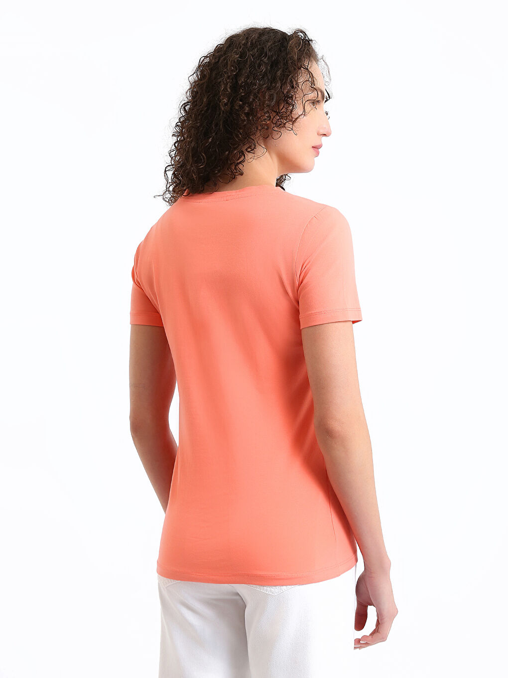 V-ს ფორმის დეკოლტე უბრალო მოკლე სახელო ქალებისთვის მაისური-8