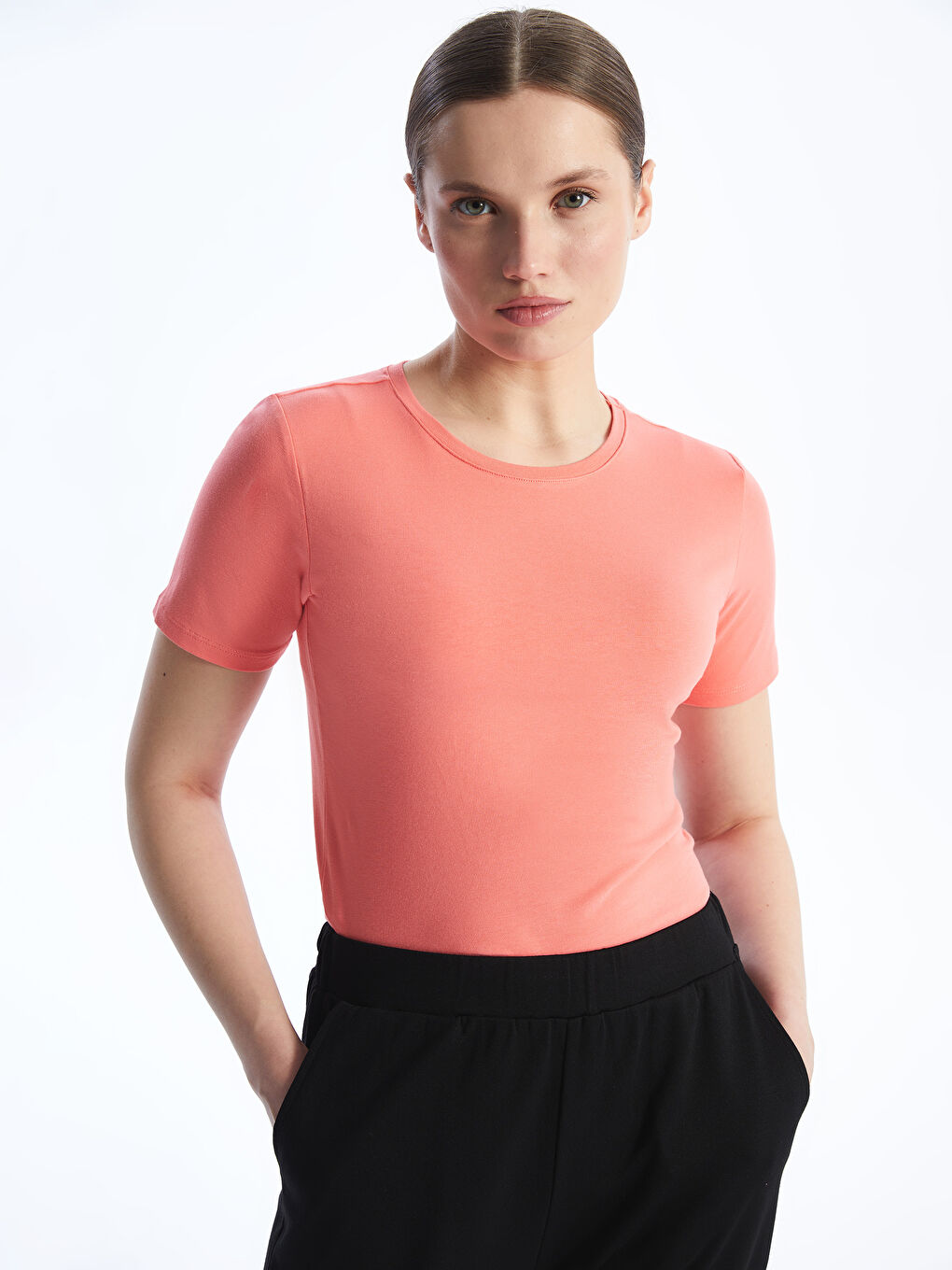 Crew Neck Regular Short Sleeve Women's T-shirt -S48209Z8-GFM