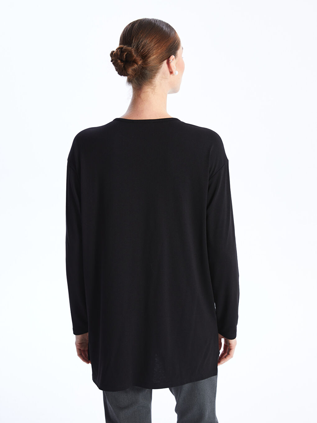 Crew Neck Printed Long Sleeve Women's T-shirt -S48219Z8-CVL