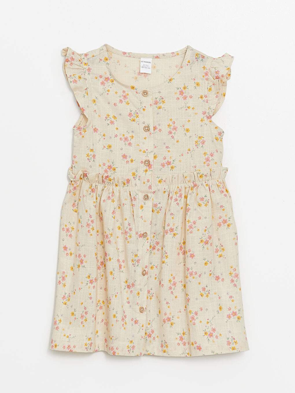 LCW Kids Crew Neck Floral Linen Blend Baby Girls' Dress -S48222Z1-LRA