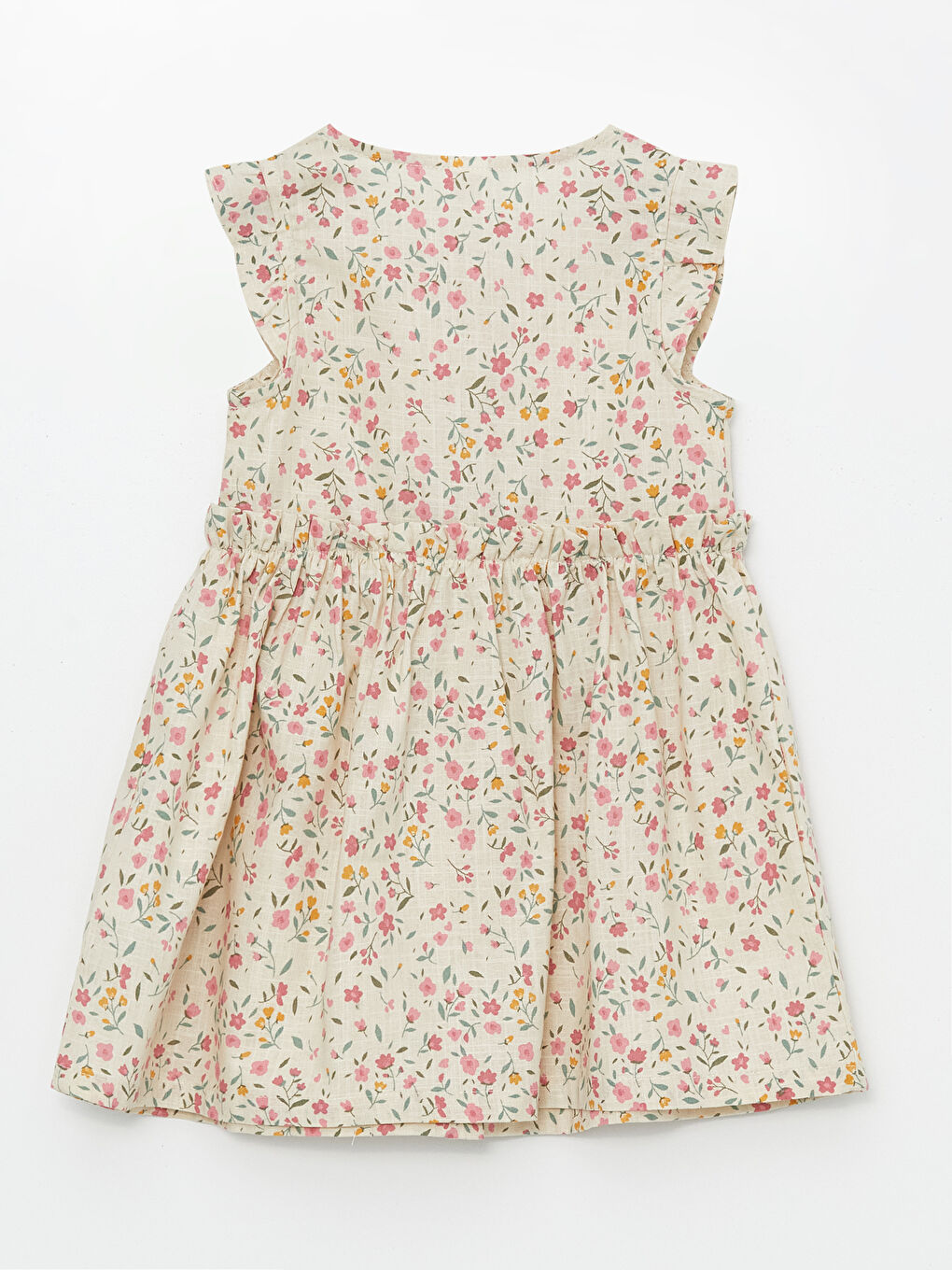 Robe pour Bébé Filles Col Rond Imprimé Mélange de Lin-1