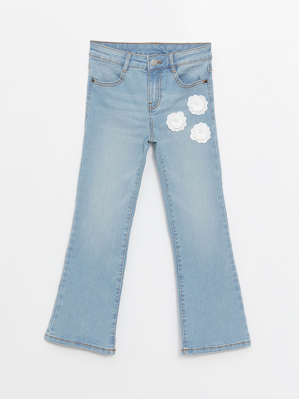 LCW Kids Girl's Jean Trousers with Adjustable Elastic Waist -S48229Z4-311