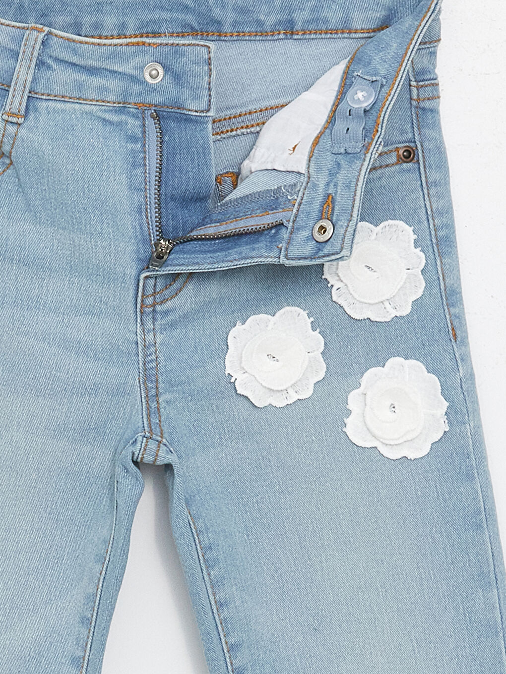LCW Kids Girl's Jean Trousers with Adjustable Elastic Waist -S48229Z4-311