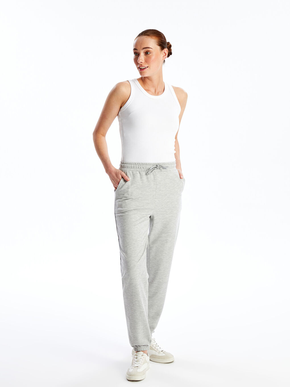 Women's Elasticated Waist Plain Jogger Sweatpants