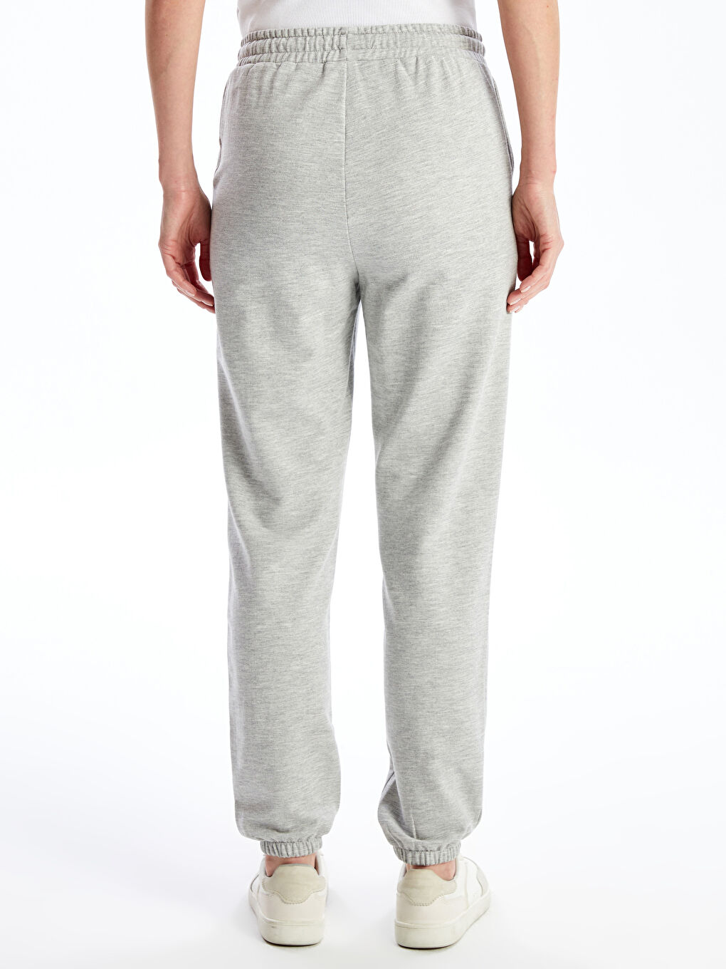 Women's Elasticated Waist Plain Jogger Sweatpants-4