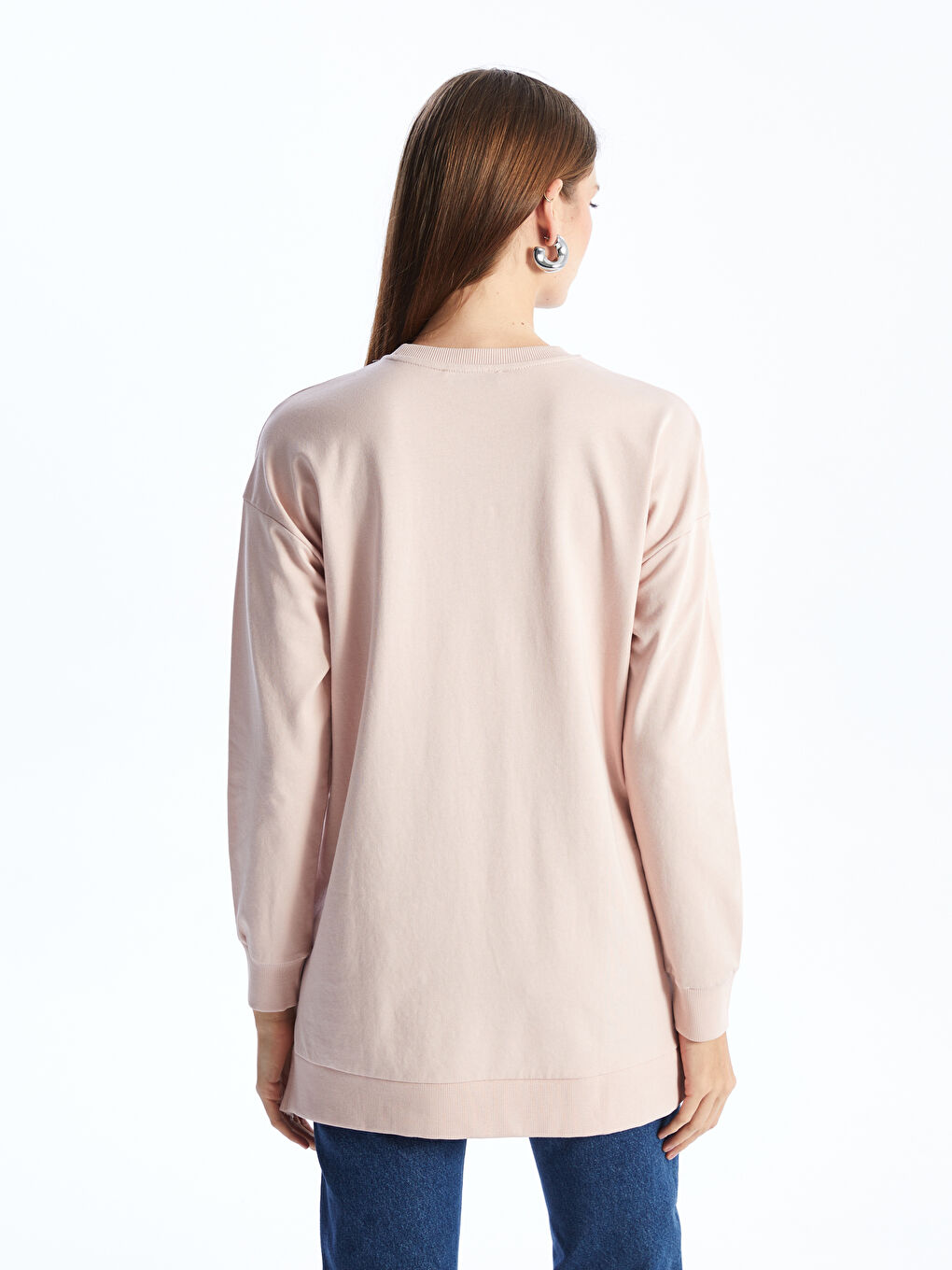 Crew Neck Printed Long Sleeve Oversize Women's Tunic -S48235Z8-GET