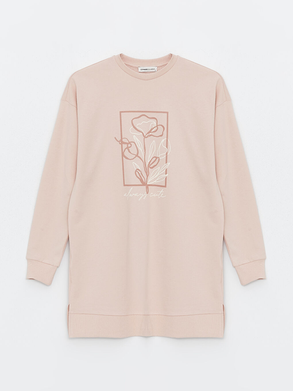 Crew Neck Printed Long Sleeve Oversize Women's Tunic -S48235Z8-GET