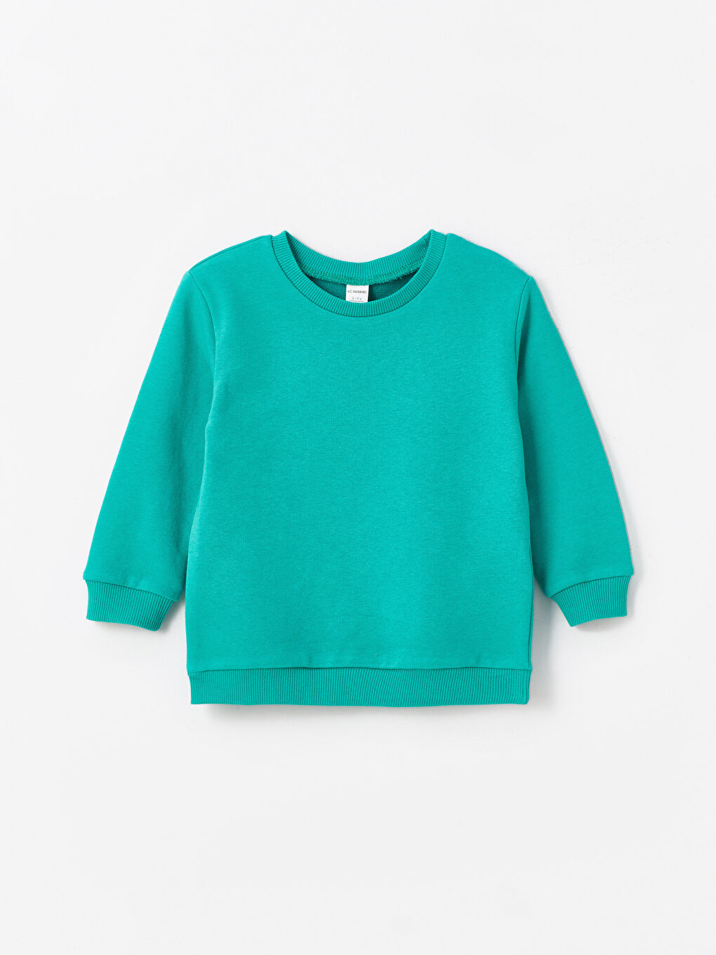 LCW baby Yeşil Bisiklet Yaka Uzun Kollu Basic Erkek Bebek Sweatshirt