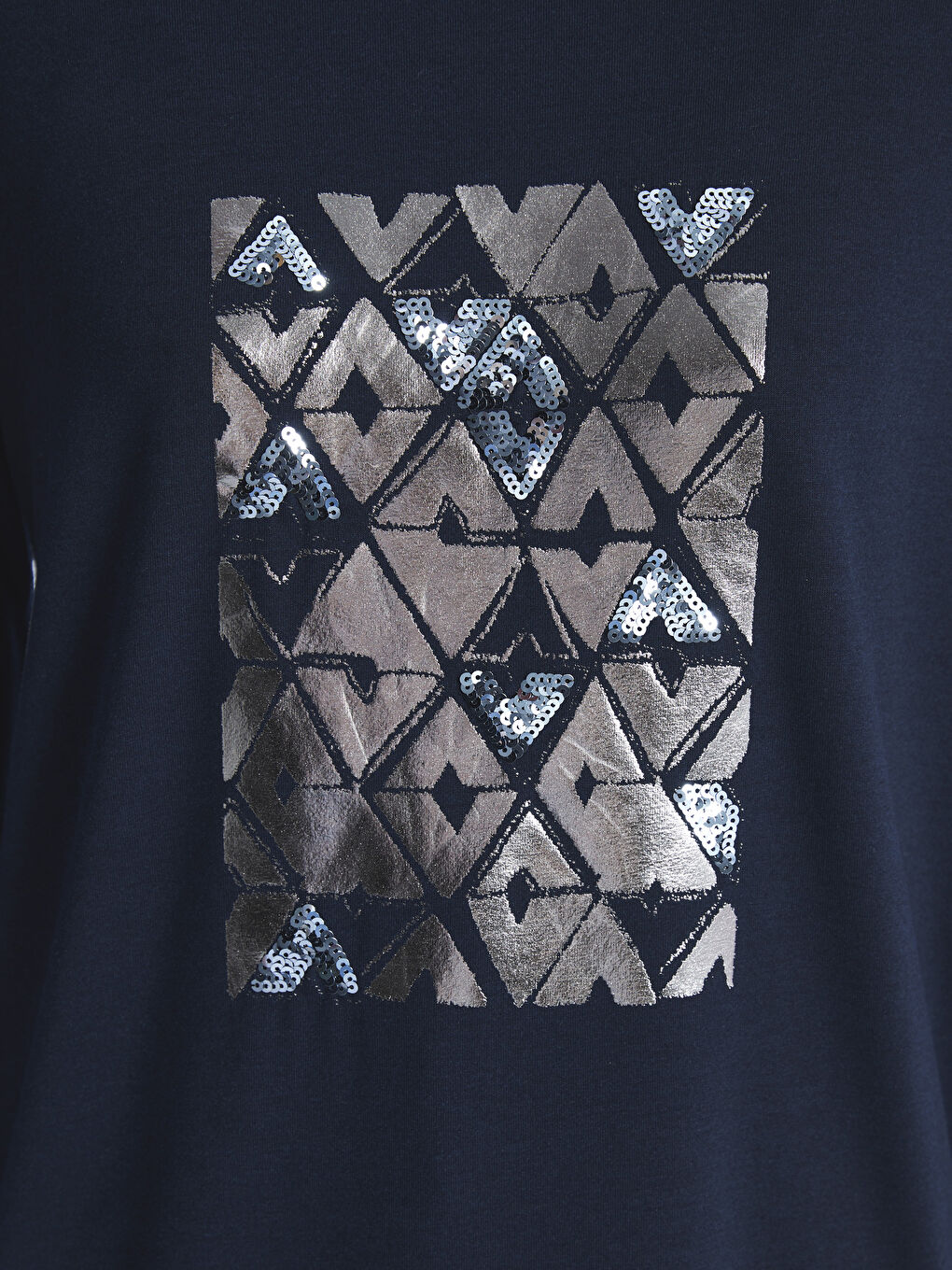 Crew Neck Printed Long Sleeve Women's T-shirt -S48286Z8-E1J