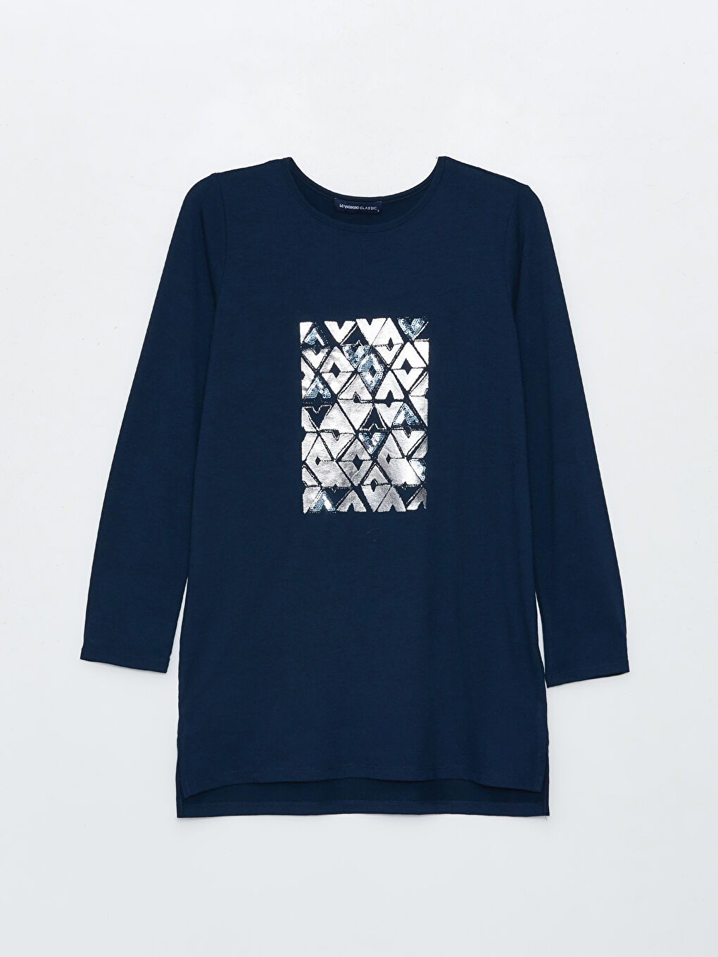 Crew Neck Printed Long Sleeve Women's T-shirt -S48286Z8-E1J