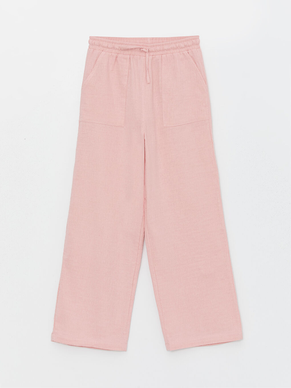 Pembe Beli Lastikli Wideleg Kız Çocuk Pantolon