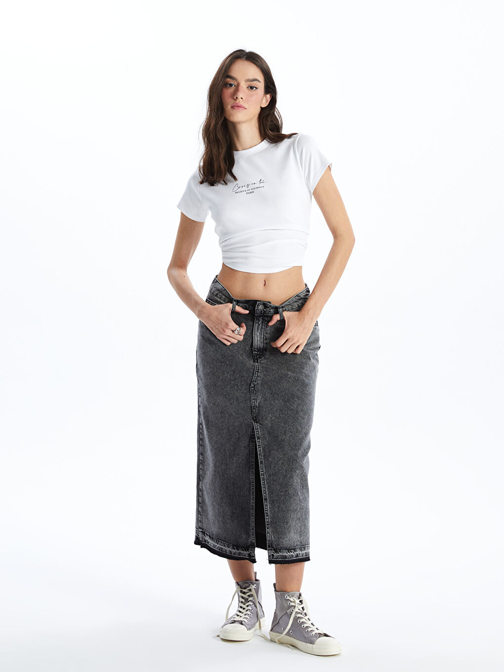 Slim Fit Women Jean Skirt -S48288Z8-SUV