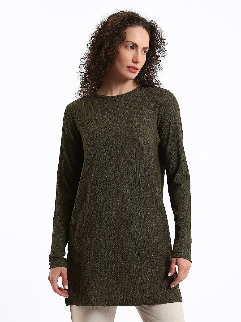 LCWAIKIKI Basic Crew Neck Plain Long Sleeve Women's Tunic -S48294Z8-HDQ