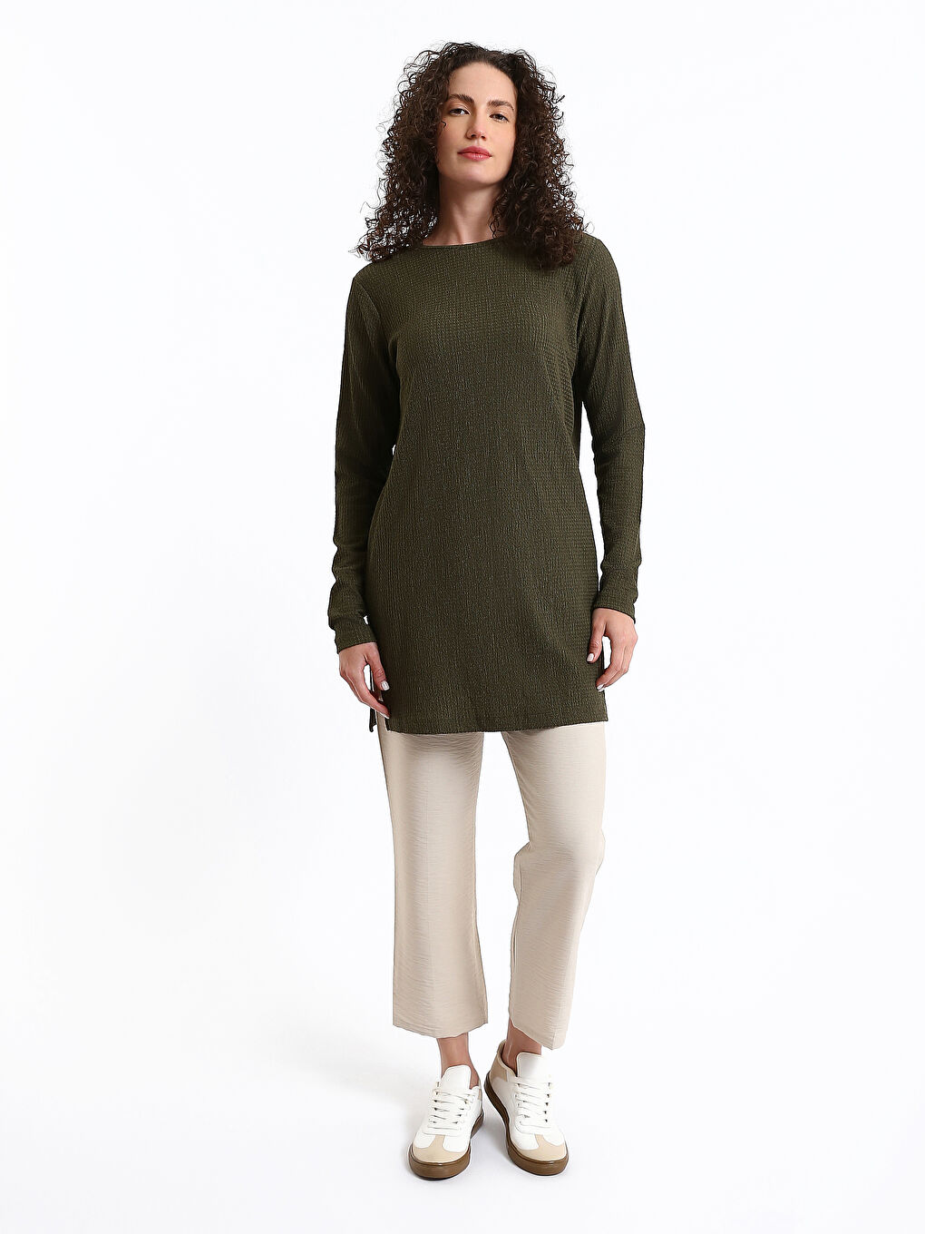 LCWAIKIKI Basic Crew Neck Plain Long Sleeve Women's Tunic -S48294Z8-HDQ