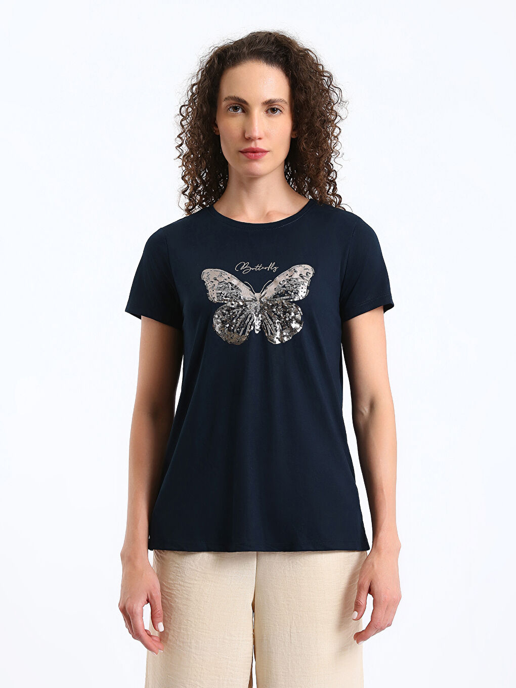 Crew Neck Printed Short Sleeve Women's T-Shirt-1