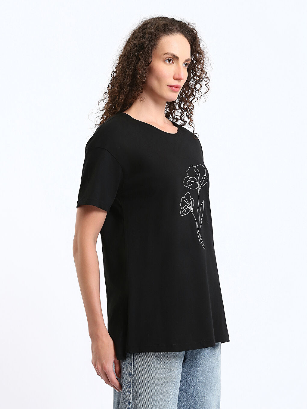 T-shirt pour Femmes à Manches Courtes avec Col Rond Orné de Strass-6