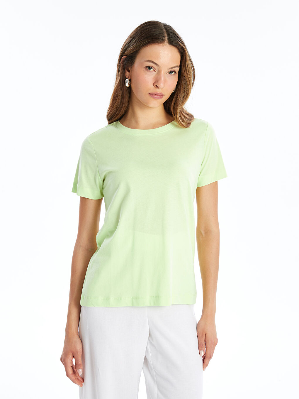 Crew Neck Plain Short Sleeve Women's T-Shirt