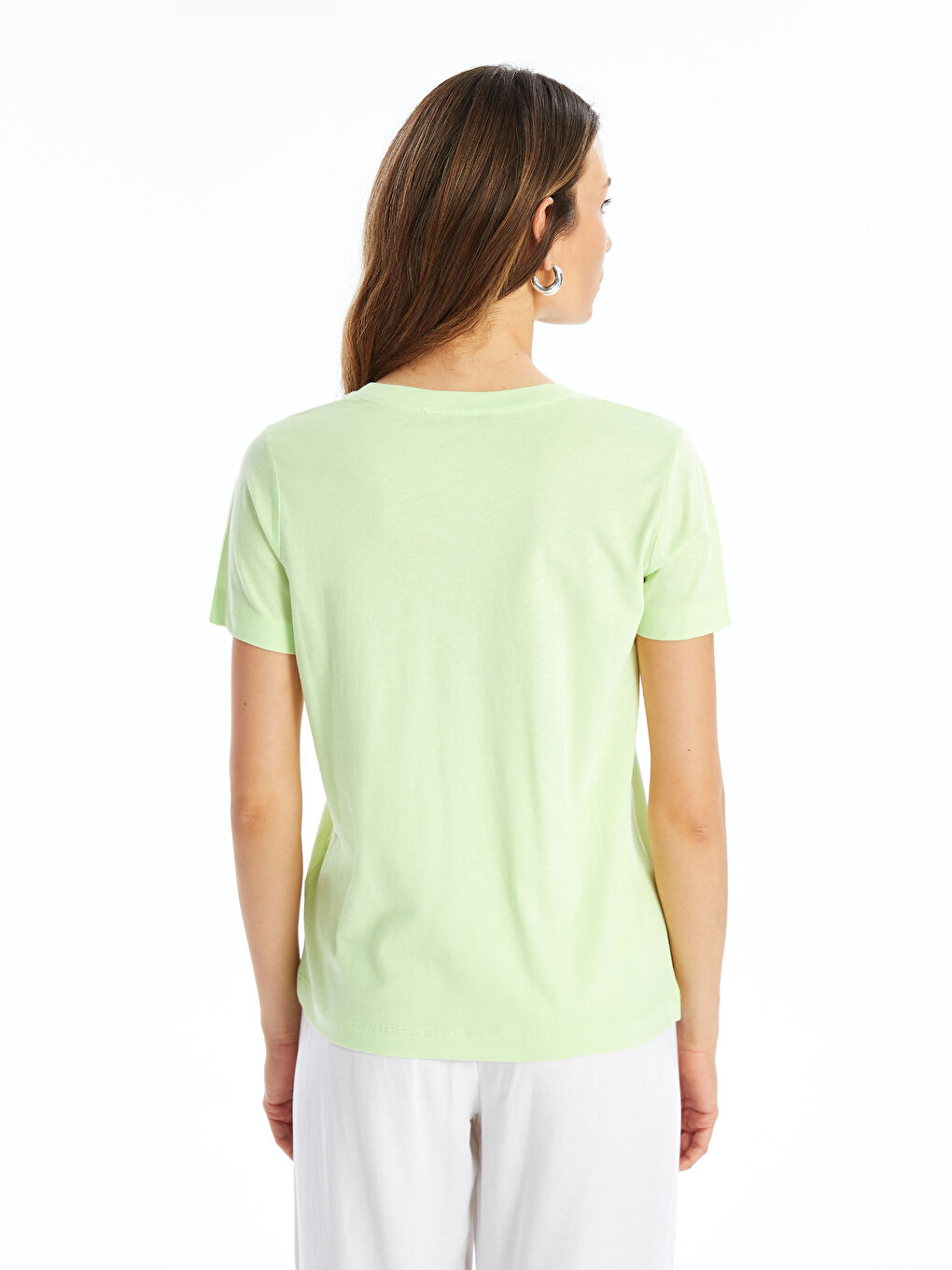 Crew Neck Plain Short Sleeve Women's T-Shirt-3