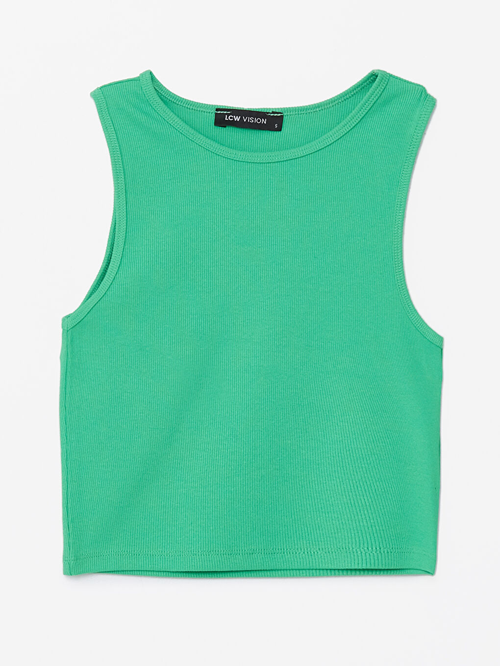 Women's Crew Neck Plain Crop Top -S48344Z8-FNZ