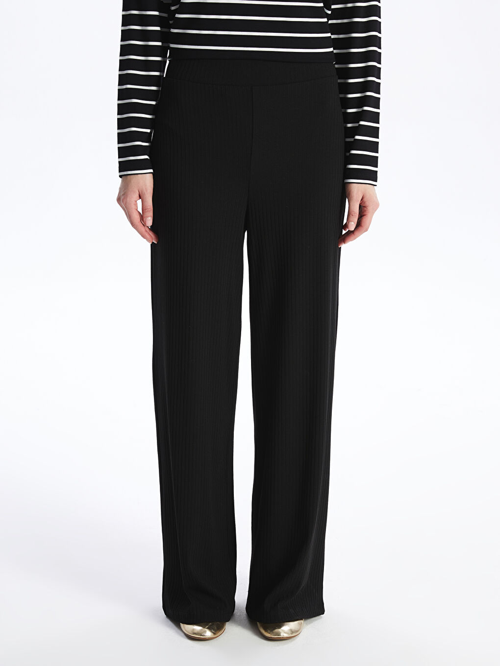 Elasticated Waist Plain Wide Leg Women's Sweatpants-2