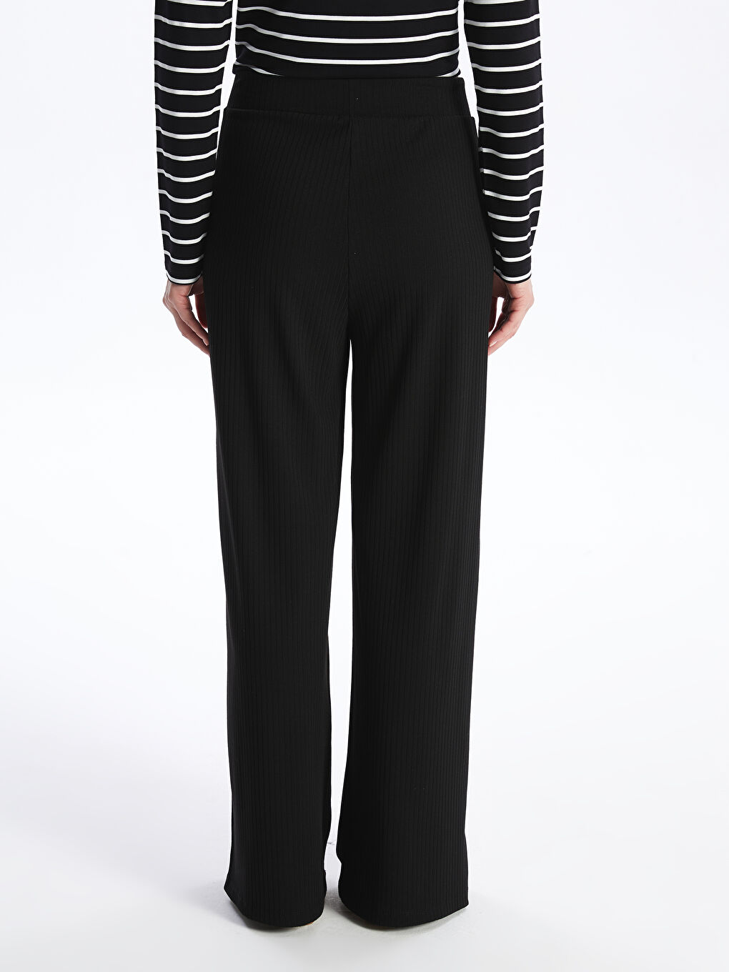 Elasticated Waist Plain Wide Leg Women's Sweatpants-3