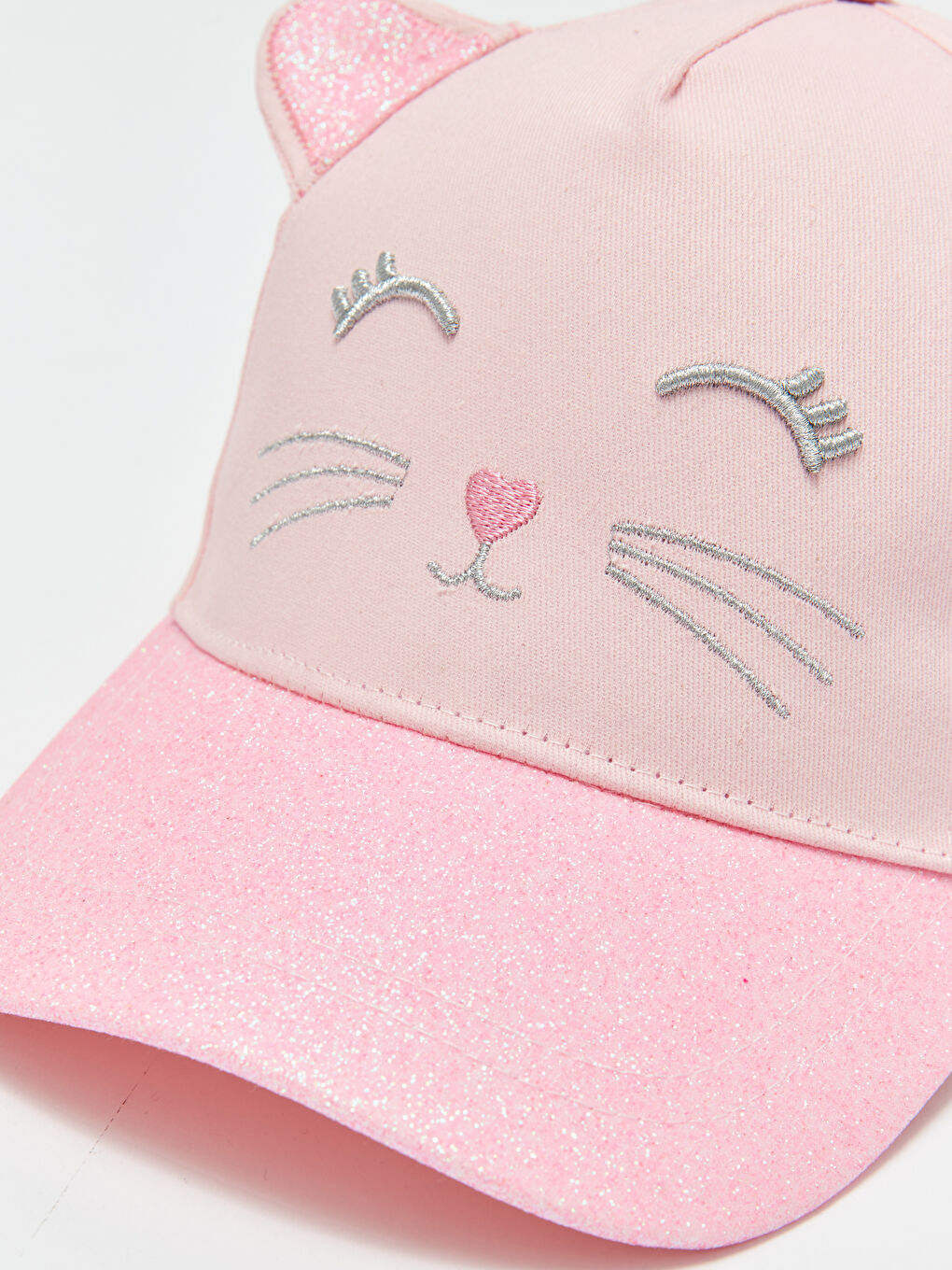Pembe Nakışlı Kız Çocuk Kep Şapka-1