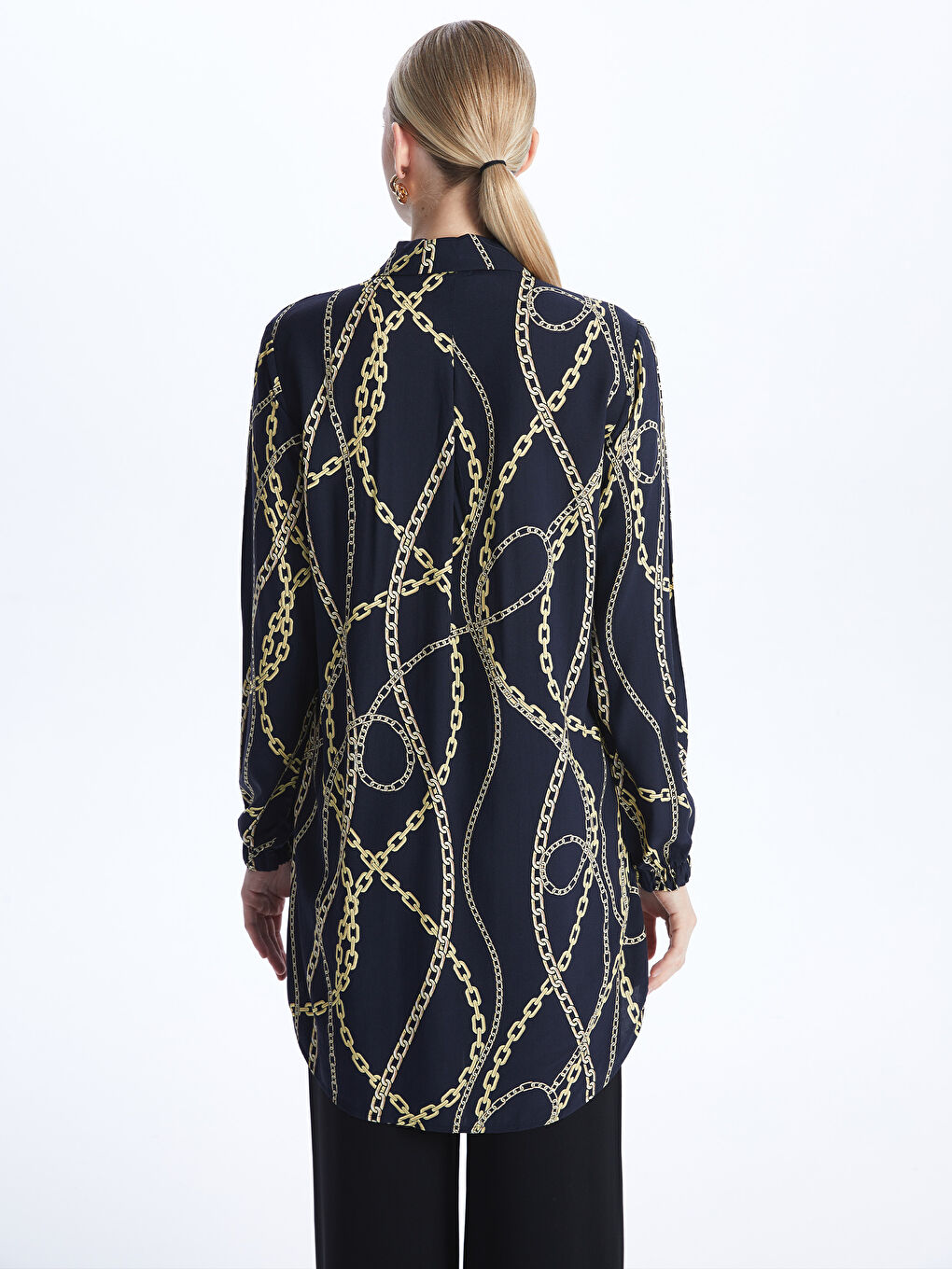 Long Sleeve Women's Tunic With Shirt Collar Pattern -S48415Z8-LSJ