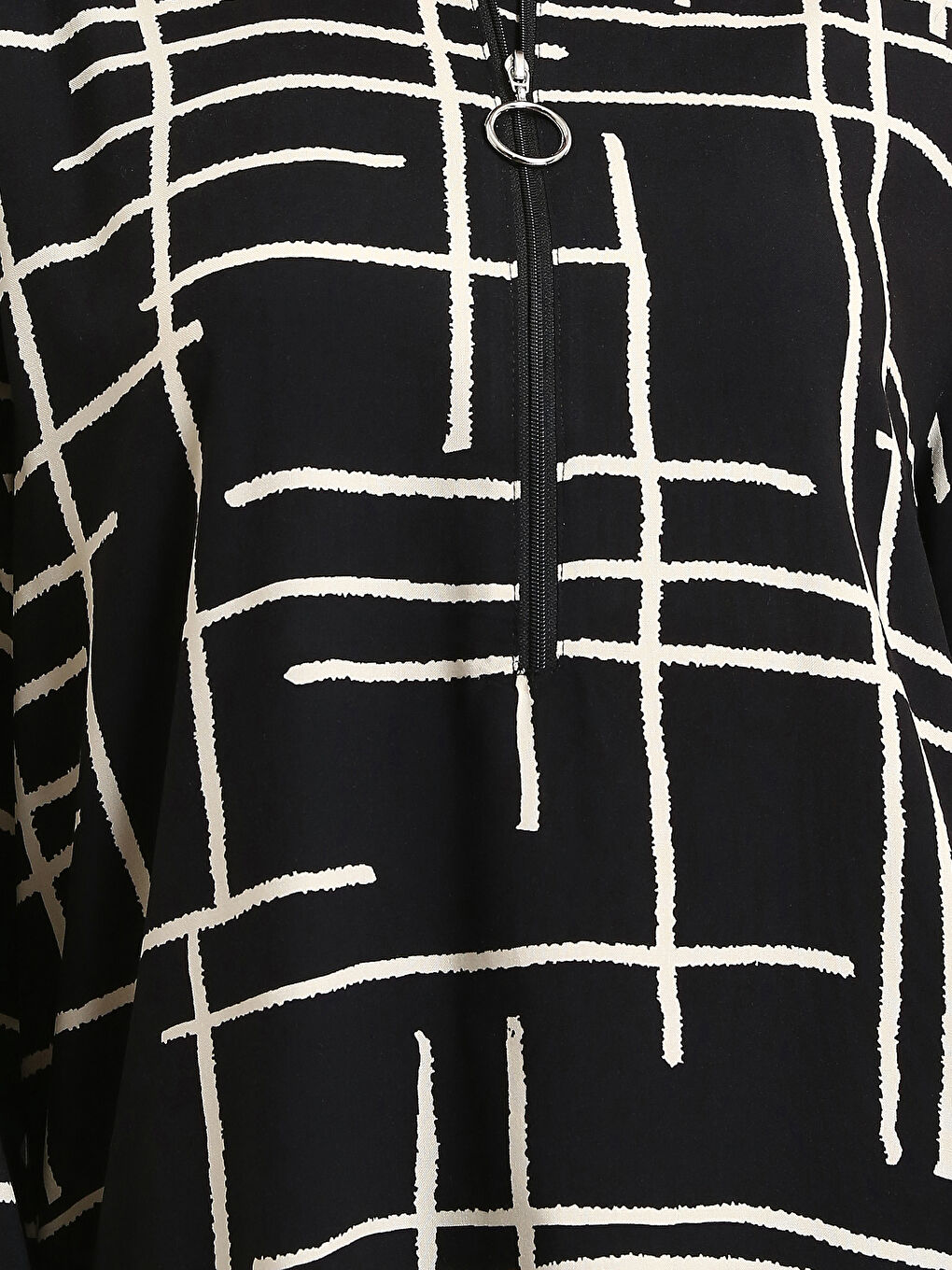 تونيك نسائي بياقة بلي كول وكم طويل منقوش-4