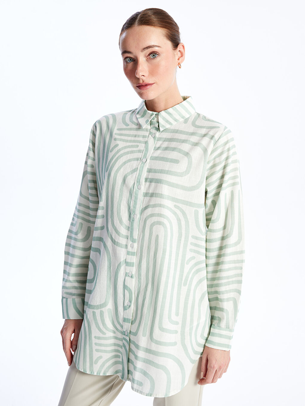 Patterned Women's Shirt Tunic -S48417Z8-LRR