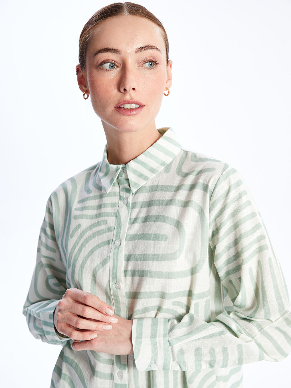 Patterned Women's Shirt Tunic -S48417Z8-LRR