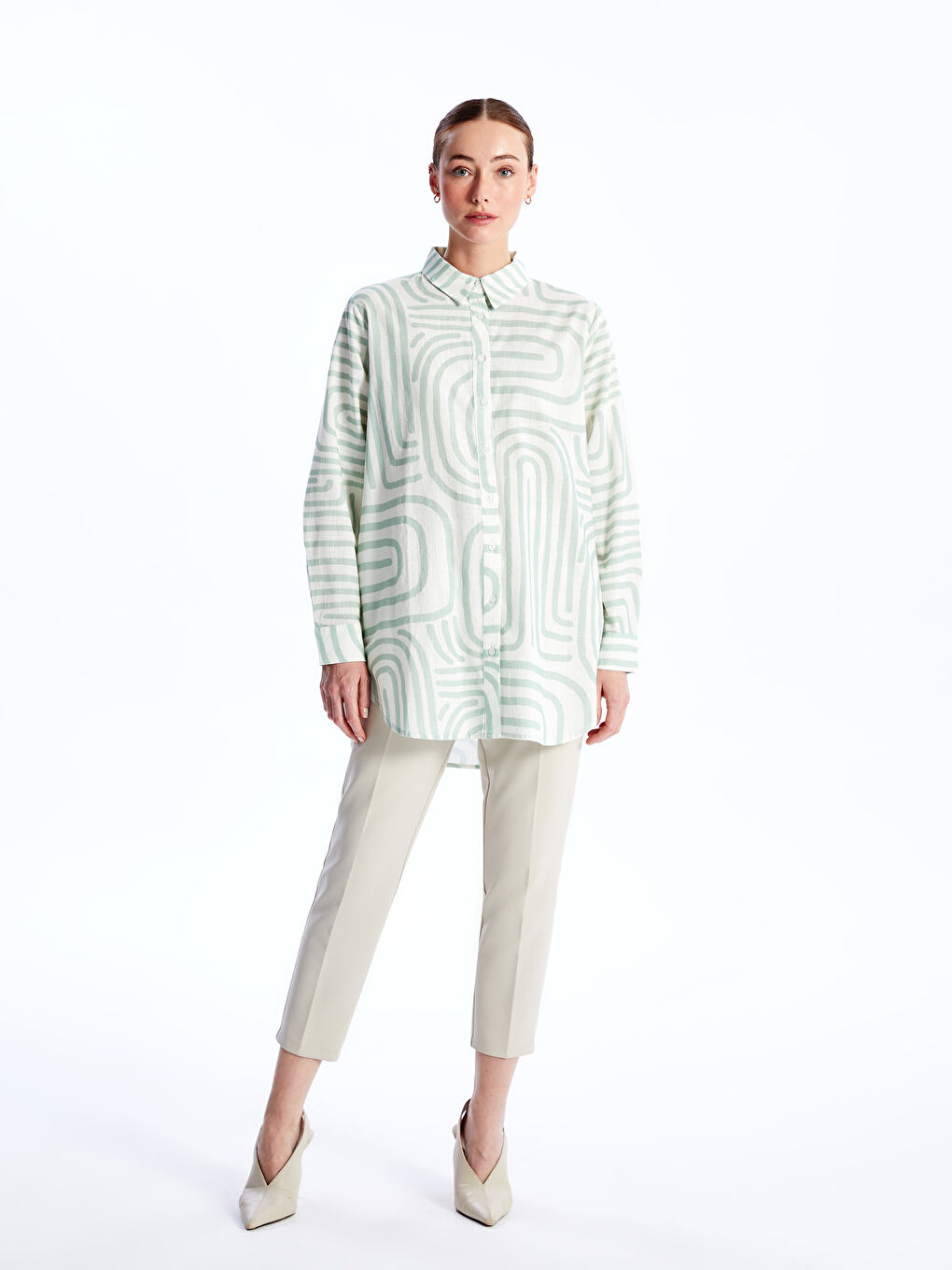 Patterned Women's Shirt Tunic -S48417Z8-LRR