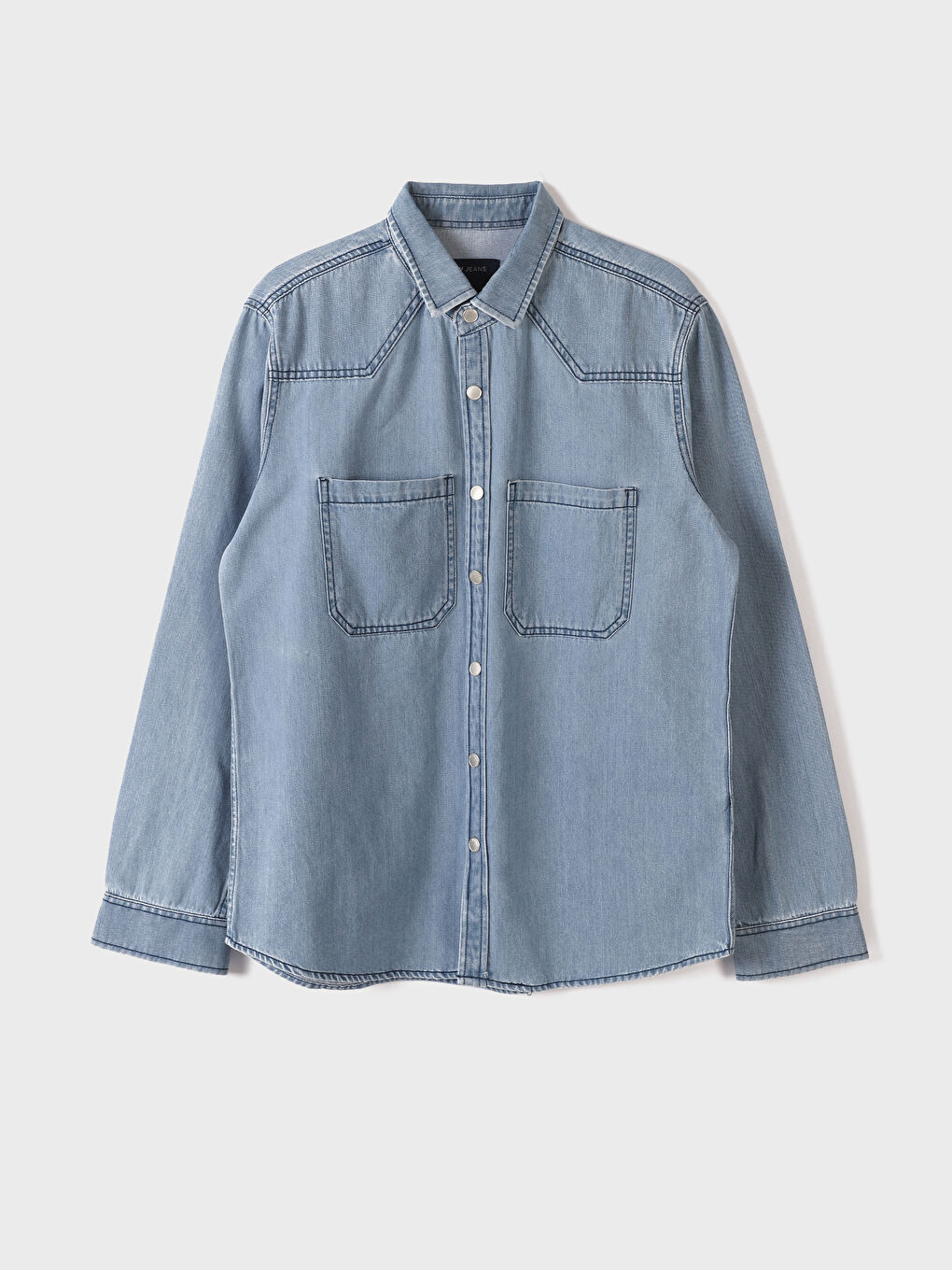 Relaxed Fit Long Sleeve Men's Denim Shirt-2