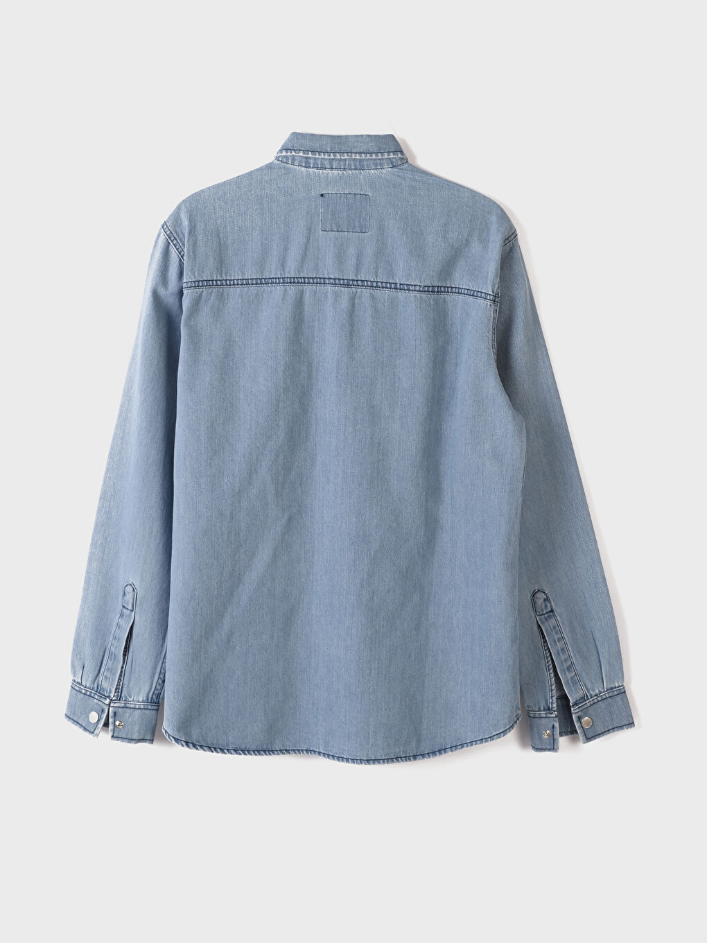 Relaxed Fit Long Sleeve Men's Denim Shirt-5