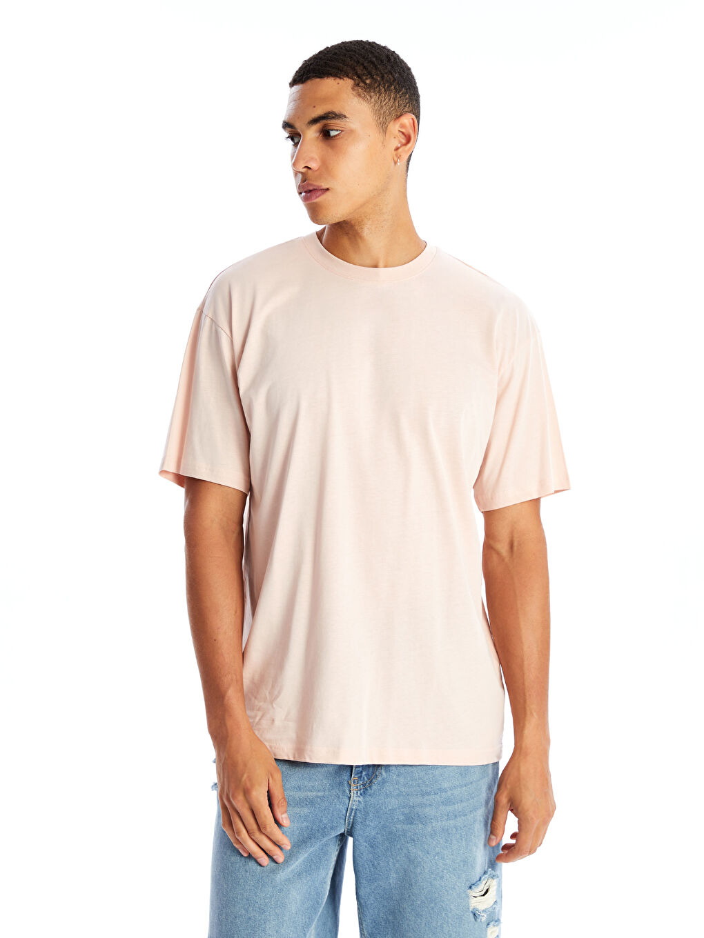 XSIDE Pembe Bisiklet Yaka Penye Erkek Tişört