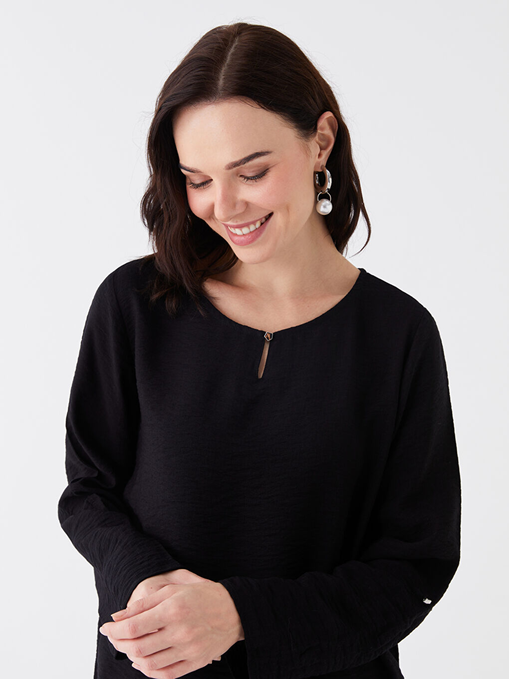 LCW Grace Crew Neck Plain Long Sleeve Women's Blouse -S48461Z8-CVL