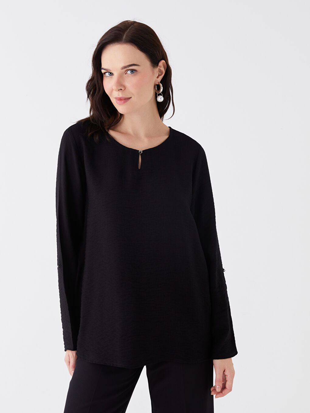 LCW Grace Crew Neck Plain Long Sleeve Women's Blouse -S48461Z8-CVL