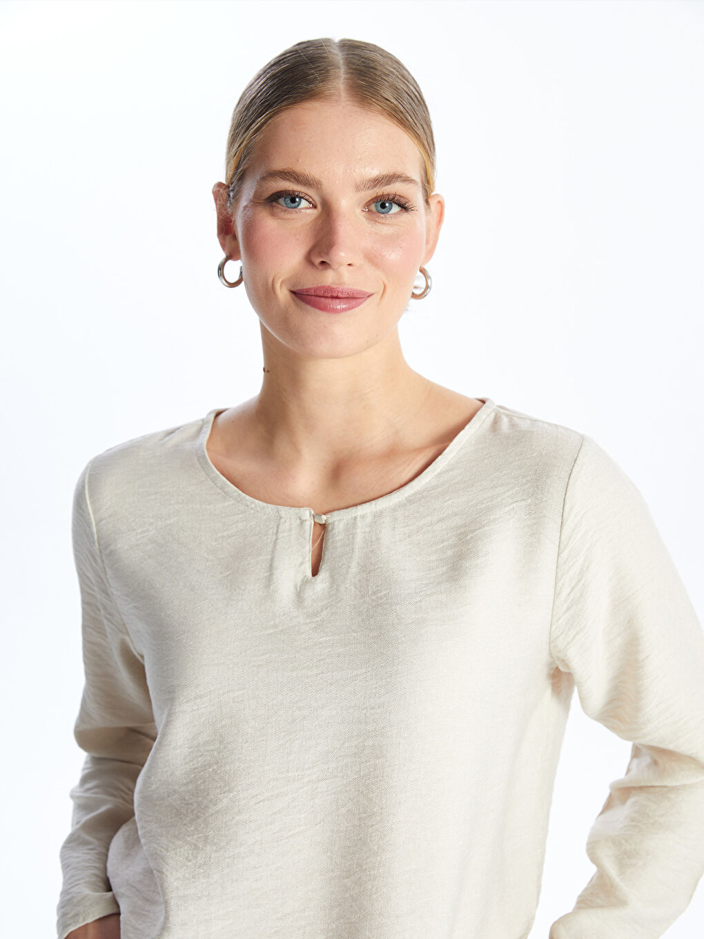 Crew Neck Regular Long Sleeve Women's Blouse -S48461Z8-FXP